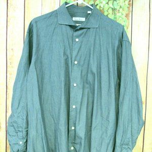 Burma Bibas Men's Slim Fit Gray Button Front Dress Shirt Size 17 1/2 34/35